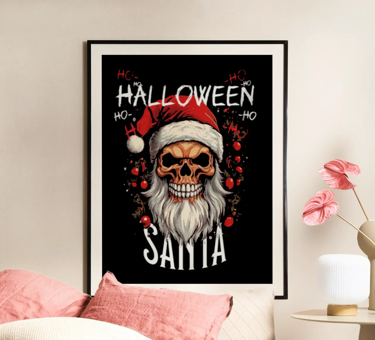 Babbo Natale di Halloween poster con telaio in plastica da Gunawan Rb