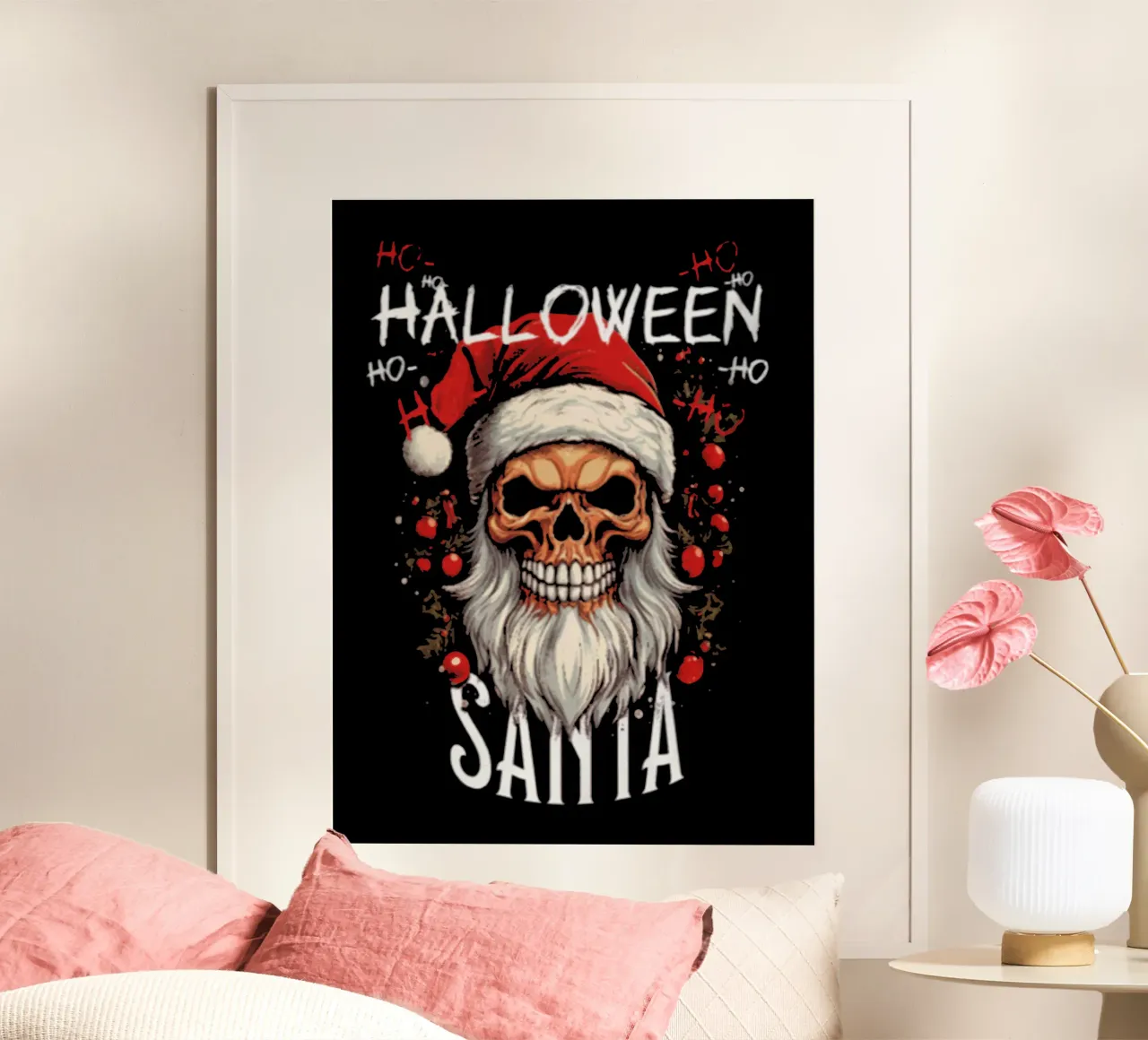 Babbo Natale di Halloween poster con telaio in plastica da Gunawan Rb