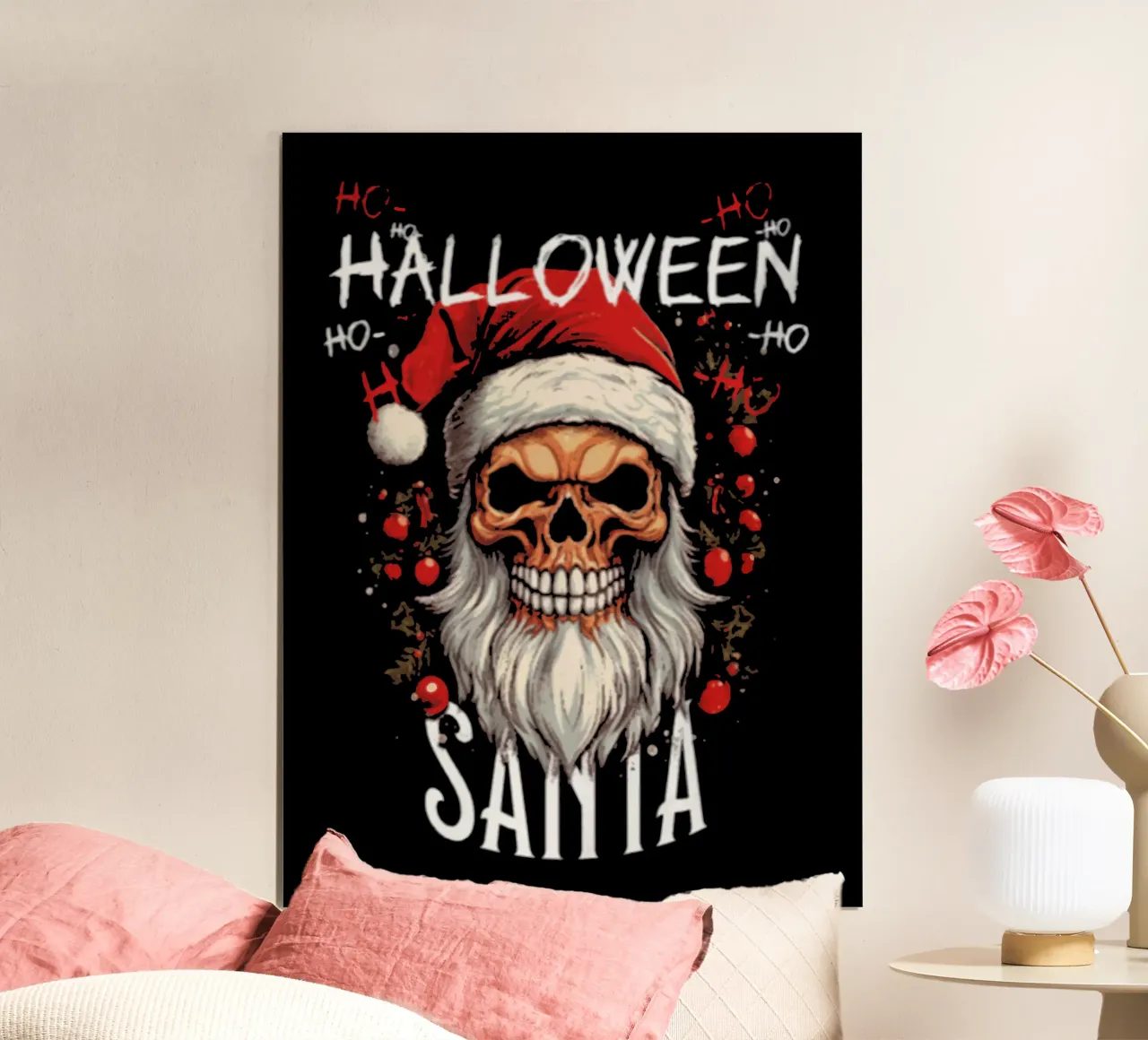 Babbo Natale di Halloween poster con telaio in plastica da Gunawan Rb