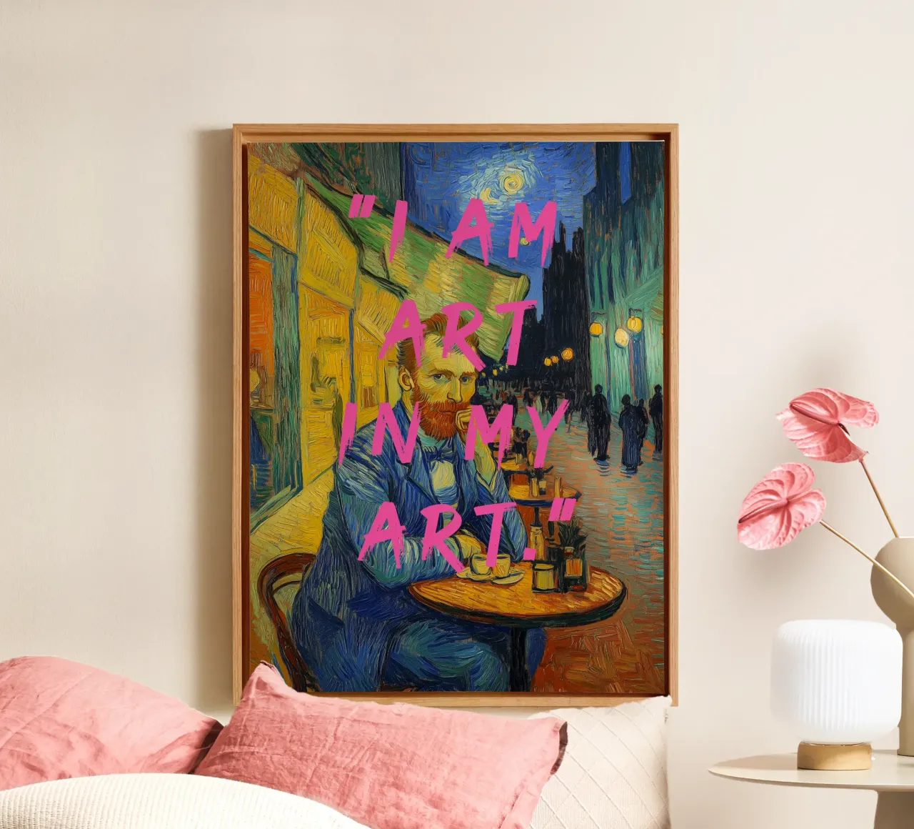 Van Gogh ich bin kunst canvas met Baklijst van Carinaprint