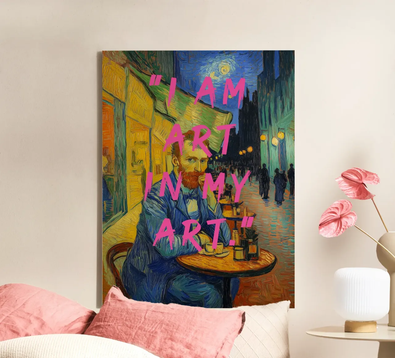 Van Gogh ich bin kunst canvas met Baklijst van Carinaprint