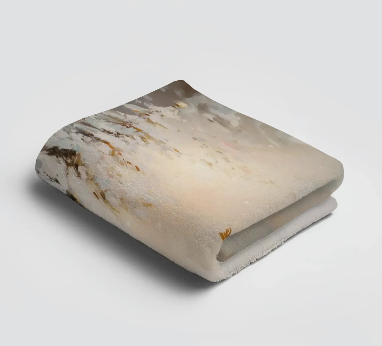 Bambino che cerca di raggiungere un albero coperto di neve in una foresta invernale asciugamano da bagno da Melloi Art Print