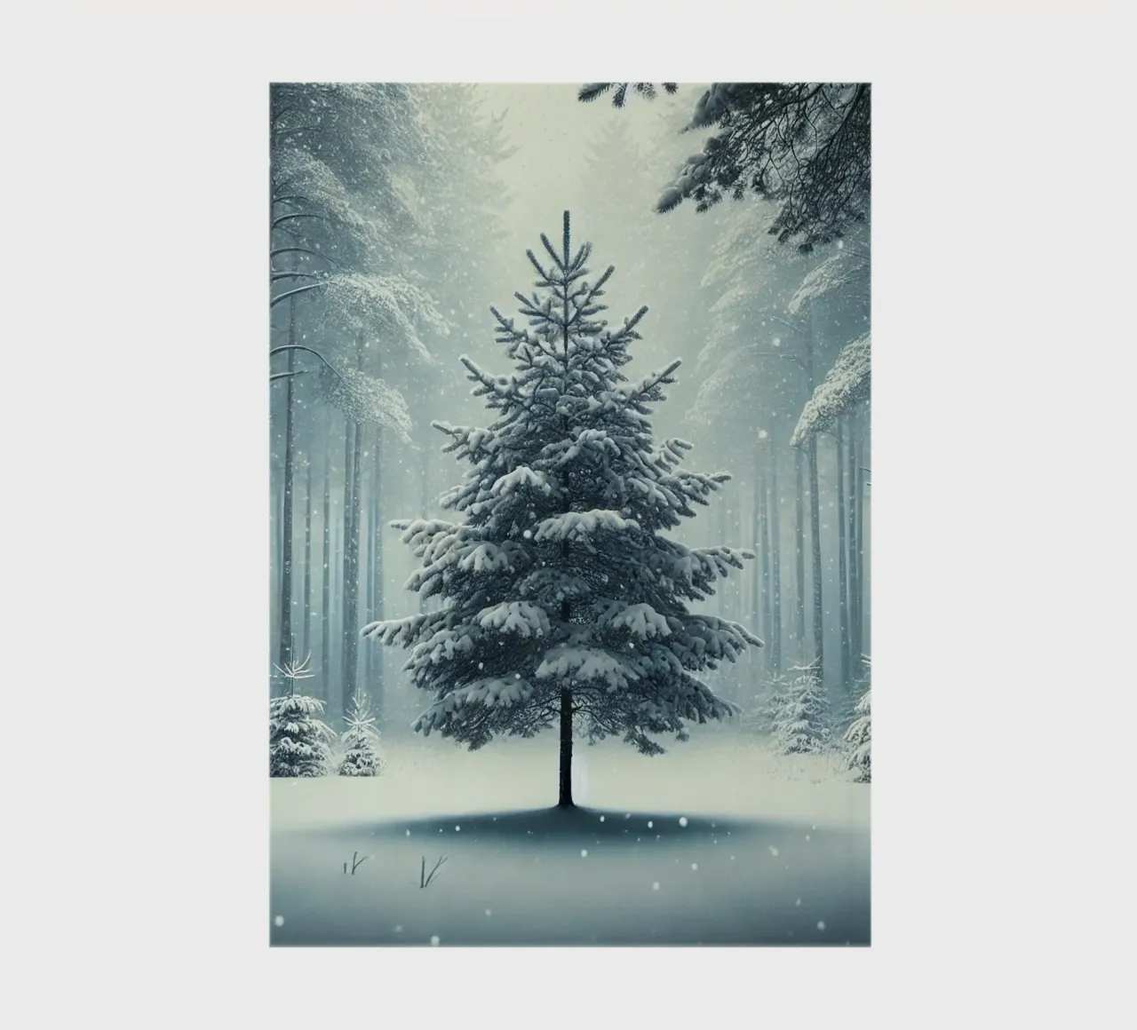 Albero coperto di neve in un tranquillo paesaggio innevato diario da Christmas Shop