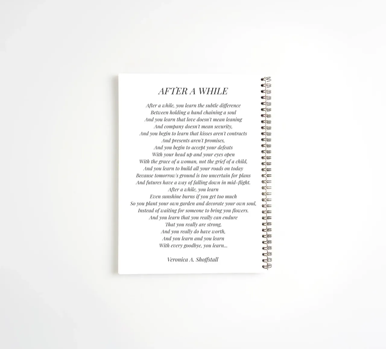 Nach einer Weile Gedicht (weißer Hintergrund) Ringbuch von Paigaam Studio
