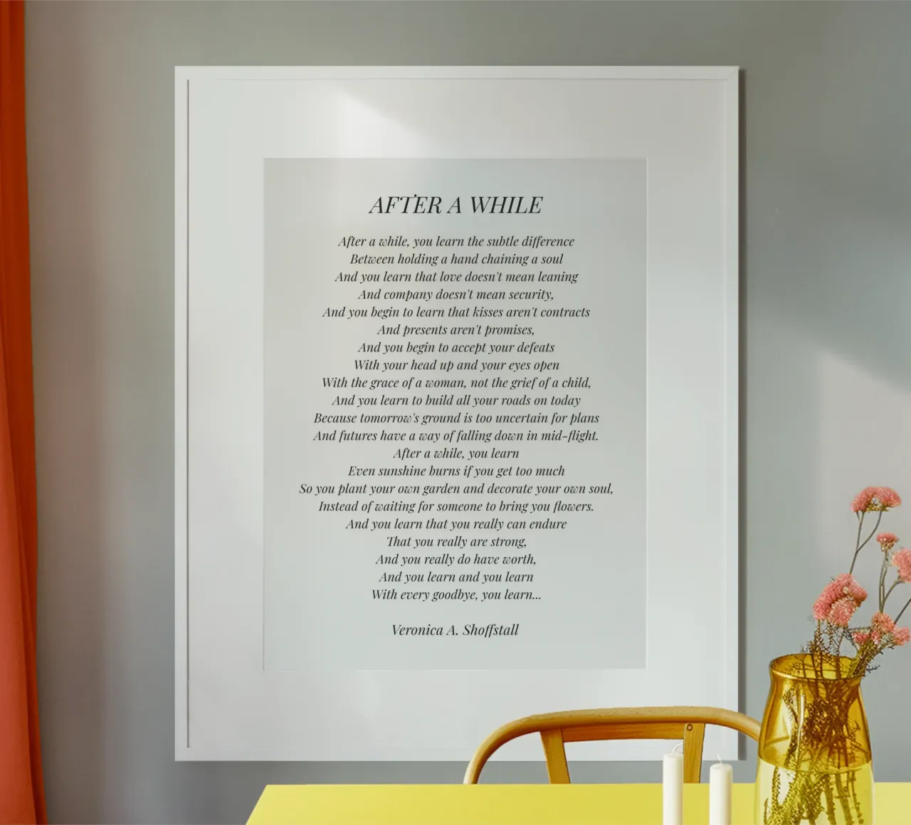 Poème "After a while" (fond blanc) poster de Paigaam Studio