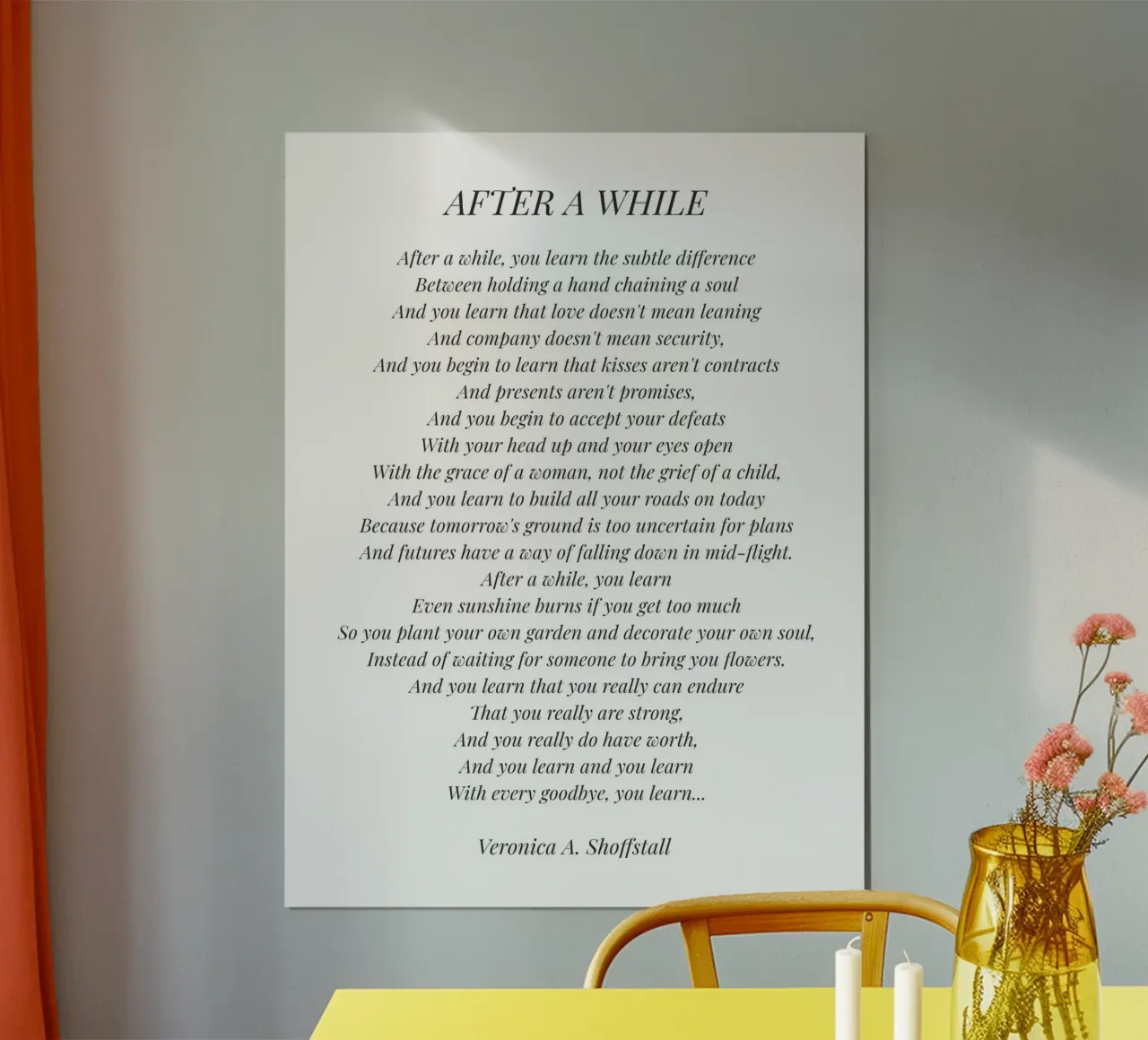 Poème "After a while" (fond blanc) poster de Paigaam Studio