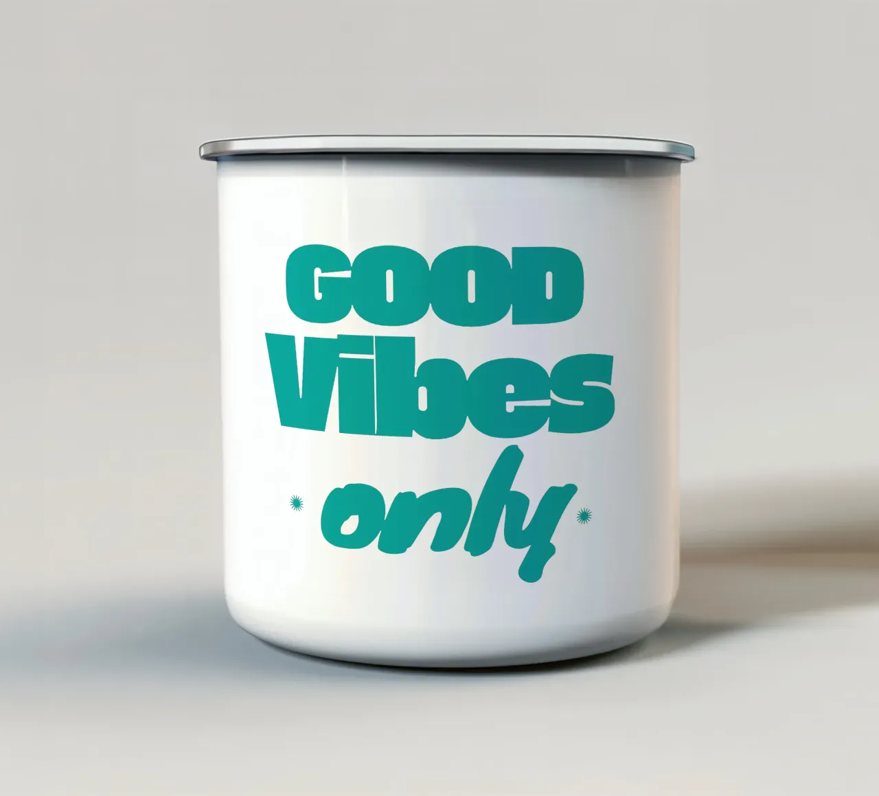 Sólo buenas vibraciones taza de esmalte de Gunawan Rb