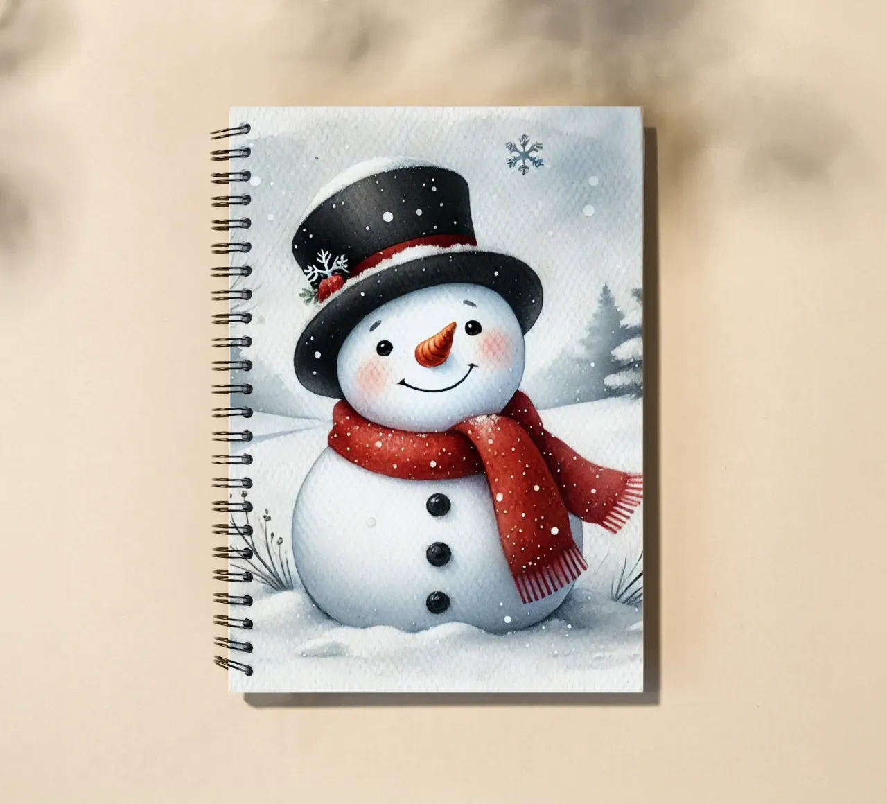 Snowman with red scarf spiral notebook by Christmas Shop