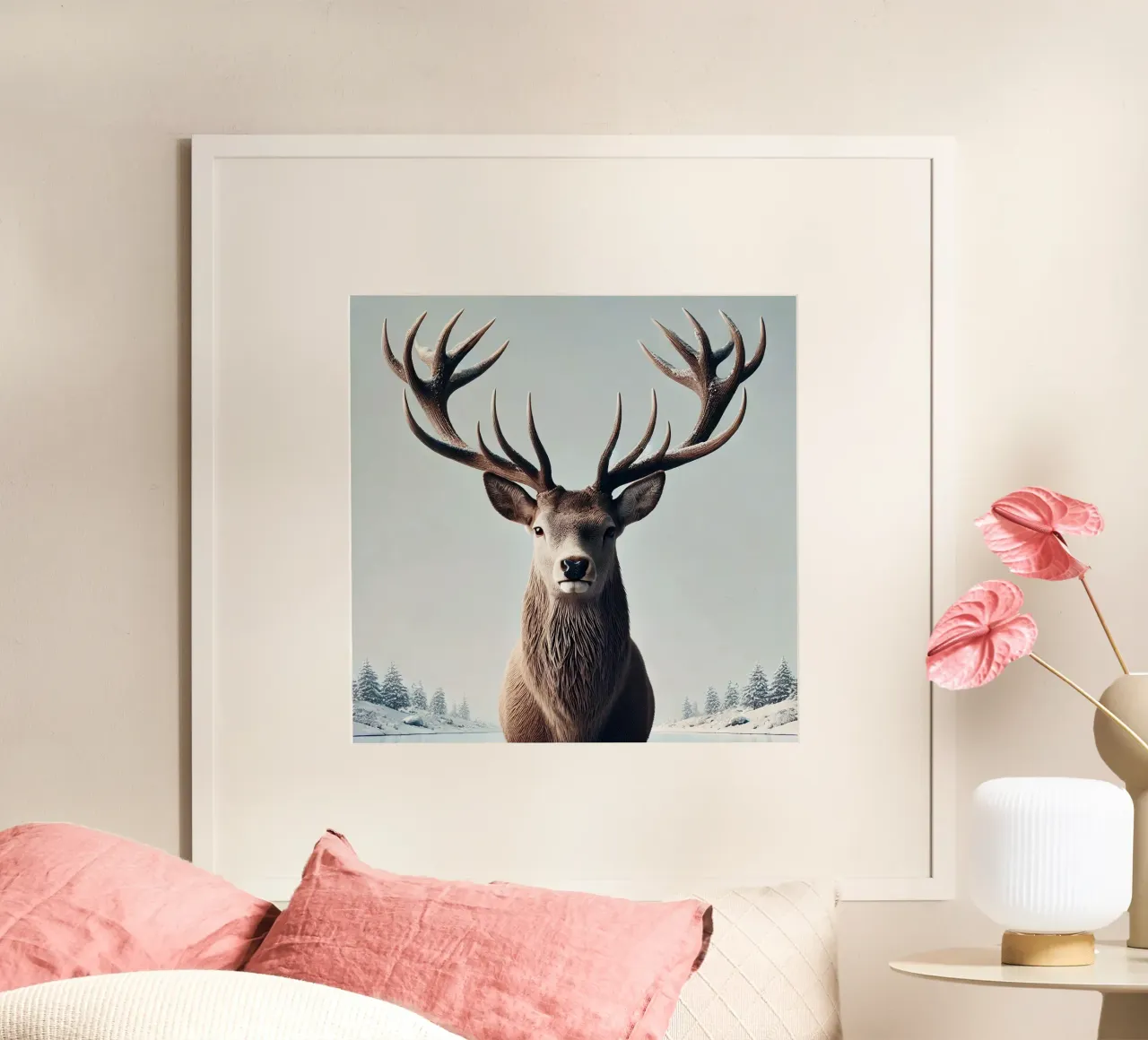 Cerf majestueux poster avec cadre en aluminium de Christmas Shop