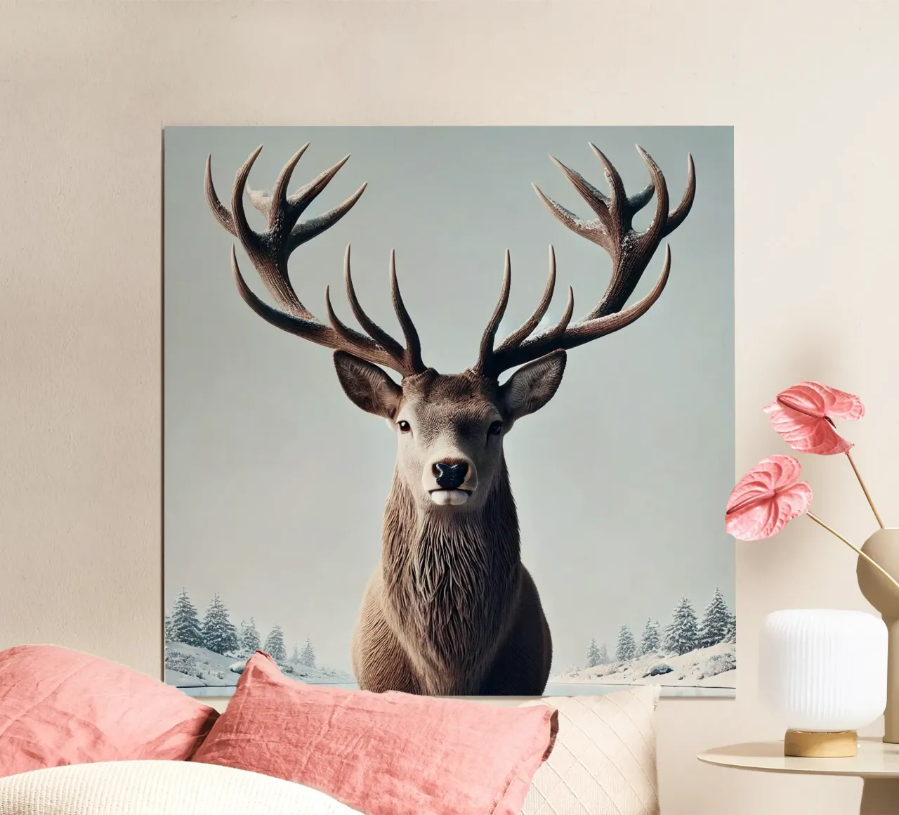 Cerf majestueux poster avec cadre en aluminium de Christmas Shop
