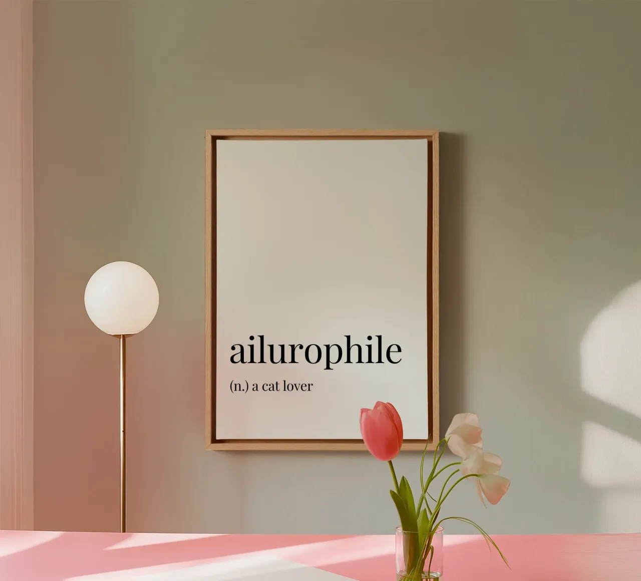 Ailurophile meaning canvas with Floater frame by Paigaam Studio