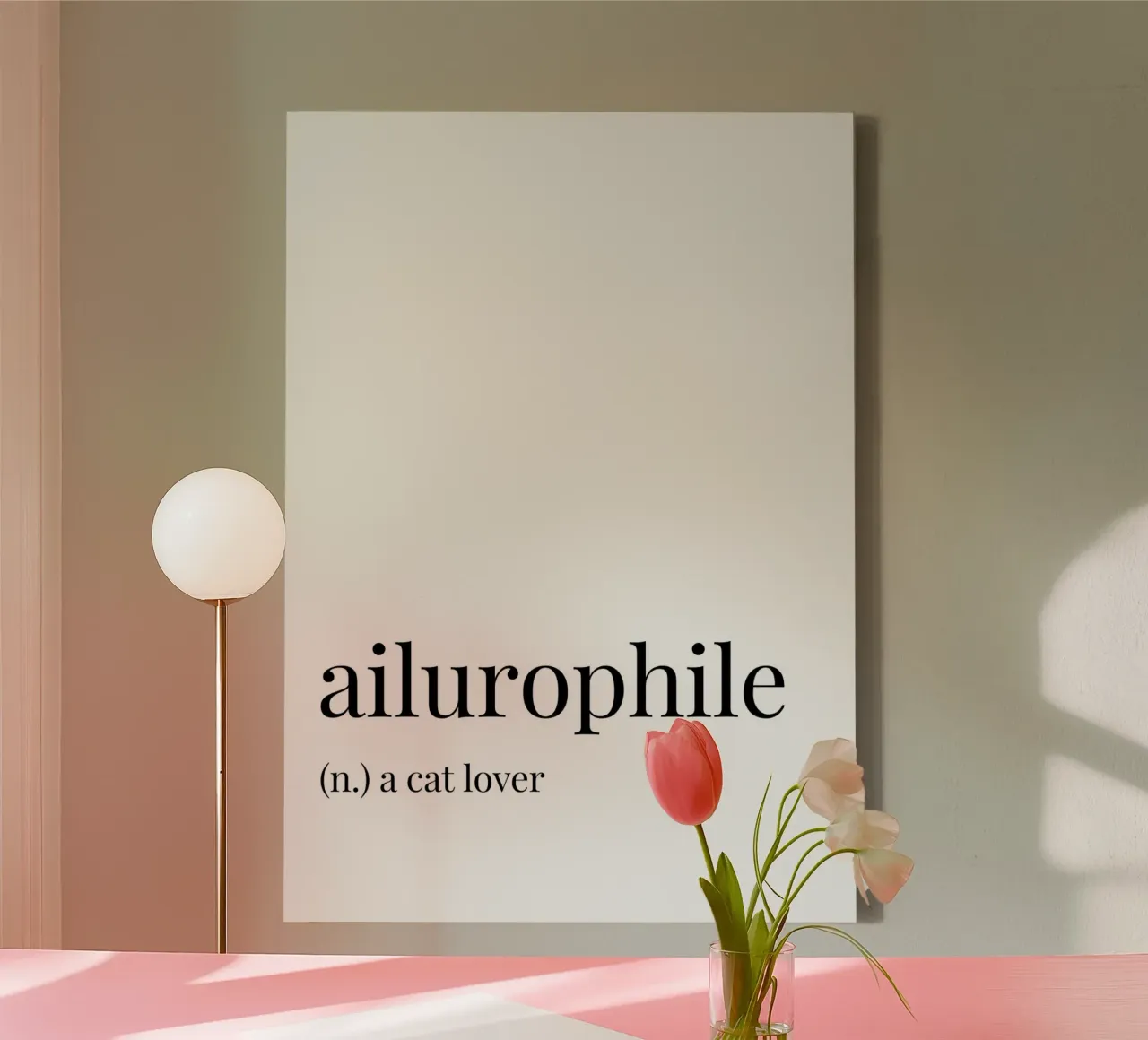Ailurophile meaning canvas with Floater frame by Paigaam Studio