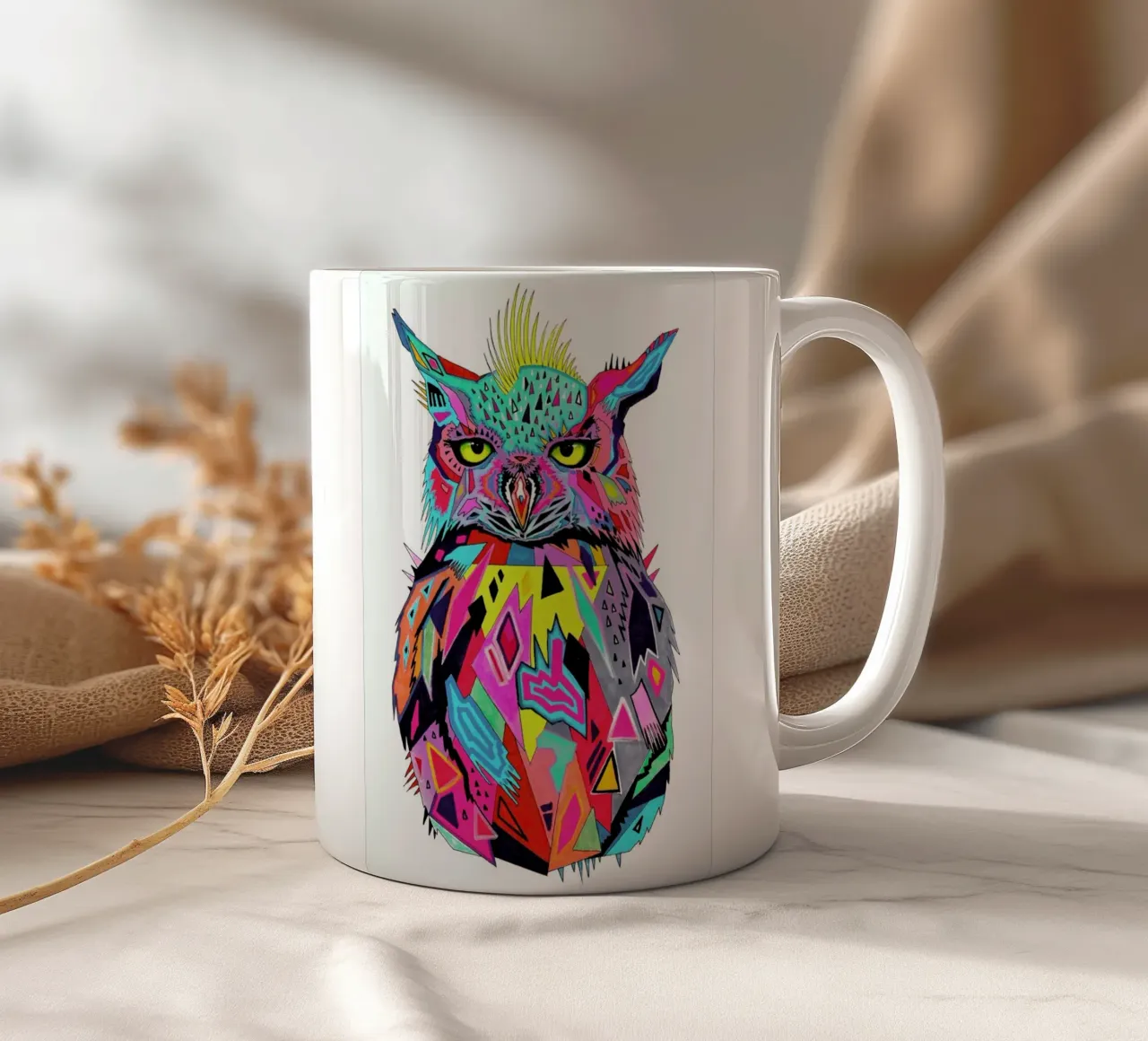 Abstract Owl tazza in ceramica da Pixie Cold