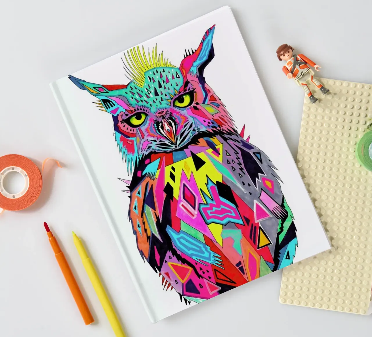Abstract Owl notebook by Pixie Cold