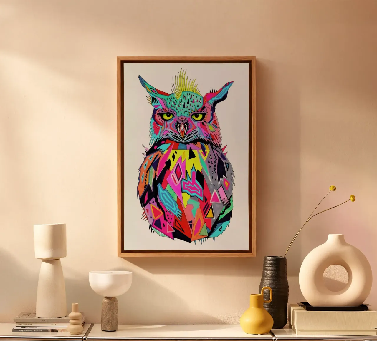 Abstract Owl tela con Cornice a cassetta da Pixie Cold