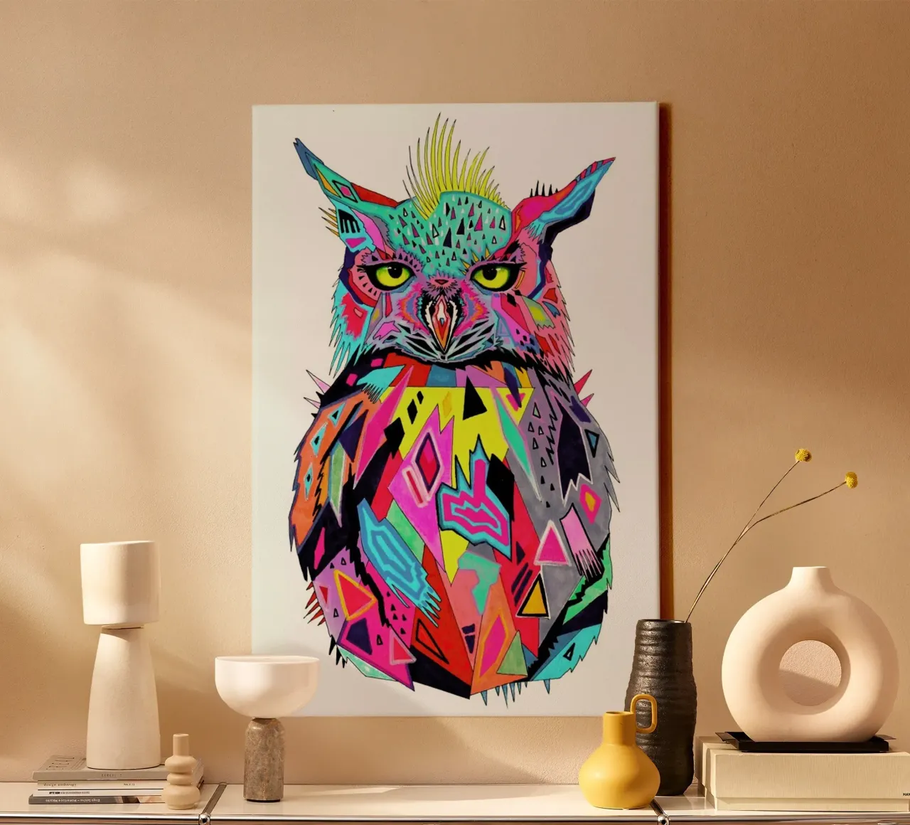 Abstract Owl tela con Cornice a cassetta da Pixie Cold