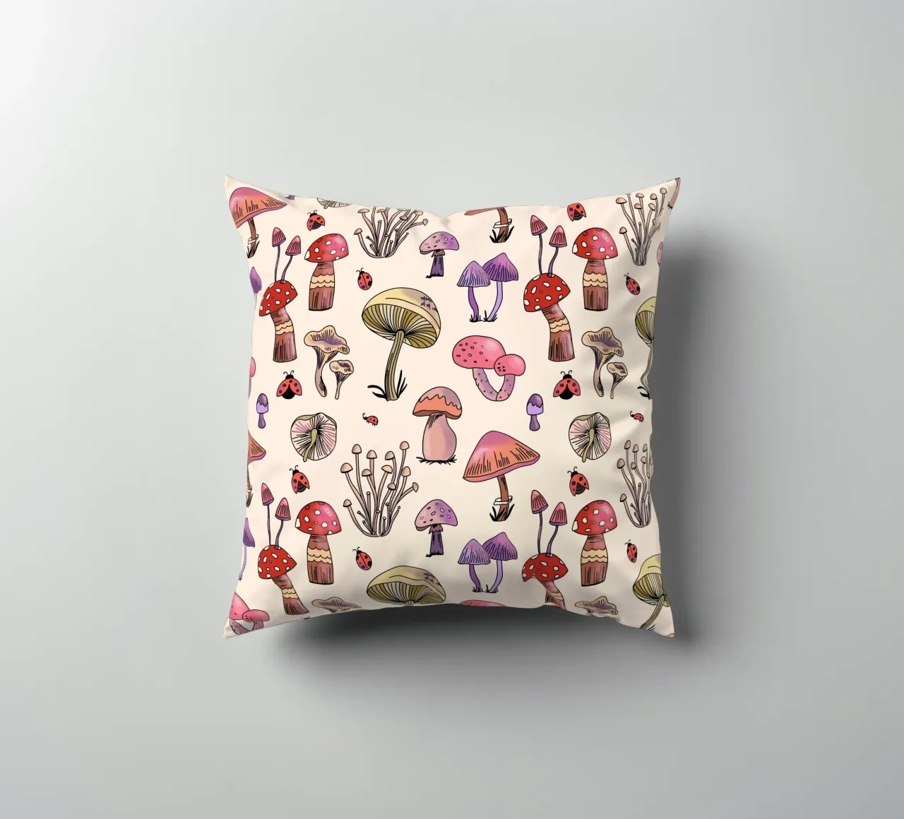 Cute Mushrooms Pattern cuscino da anisillustration