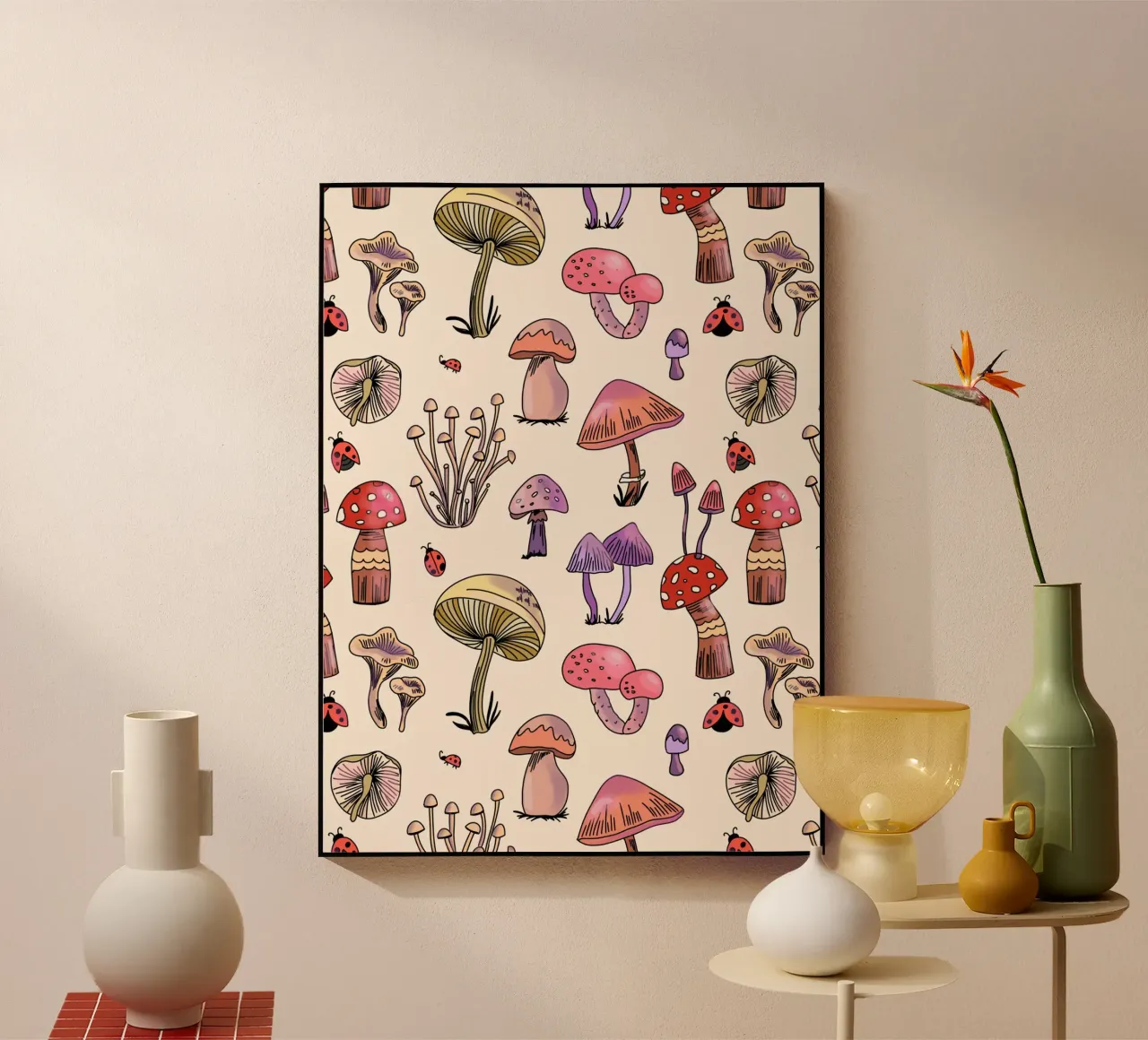 Cute Mushrooms Pattern plexiglass da anisillustration