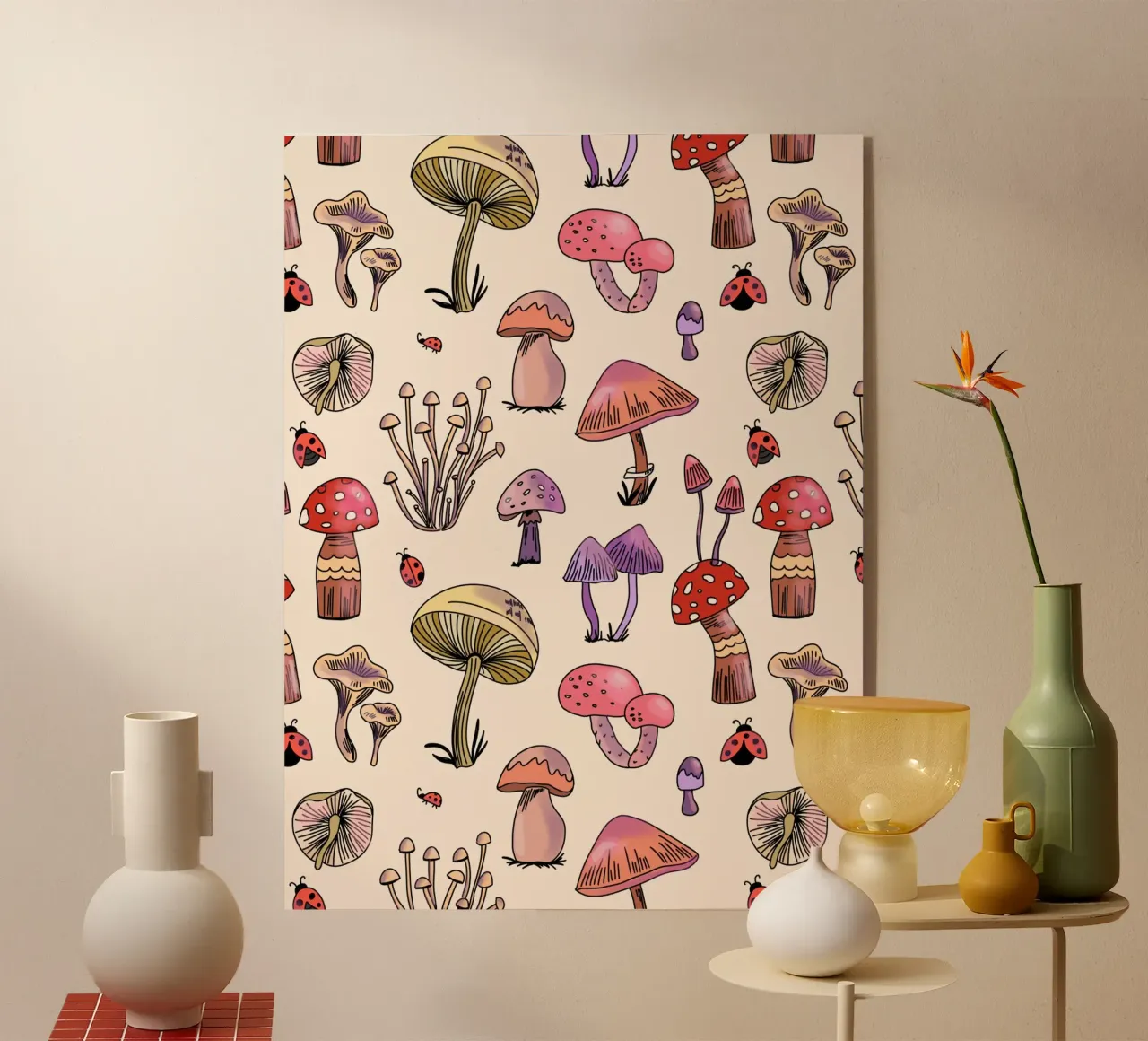 Cute Mushrooms Pattern plexiglass da anisillustration