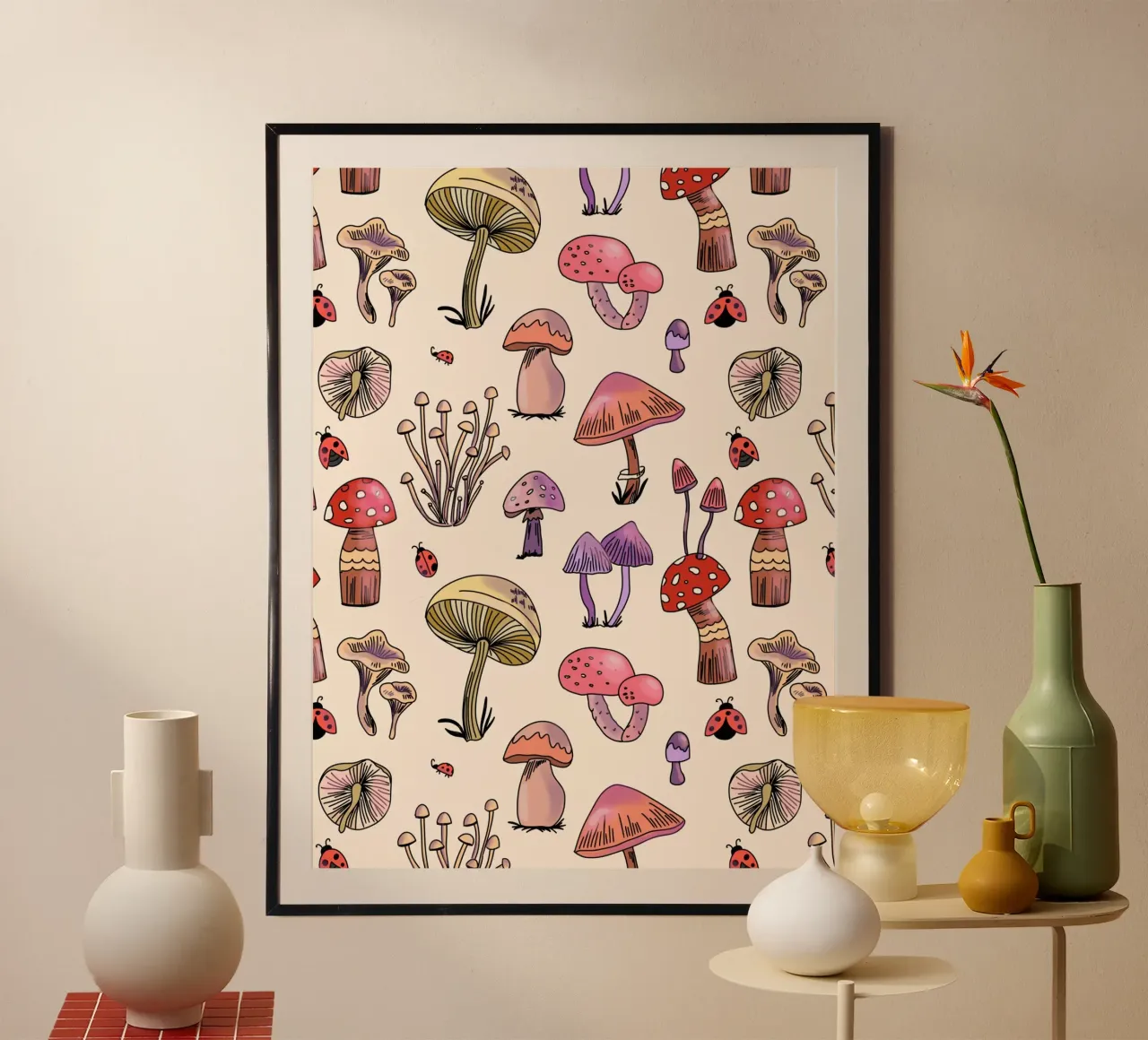 Cute Mushrooms Pattern carta hahnemühle da anisillustration