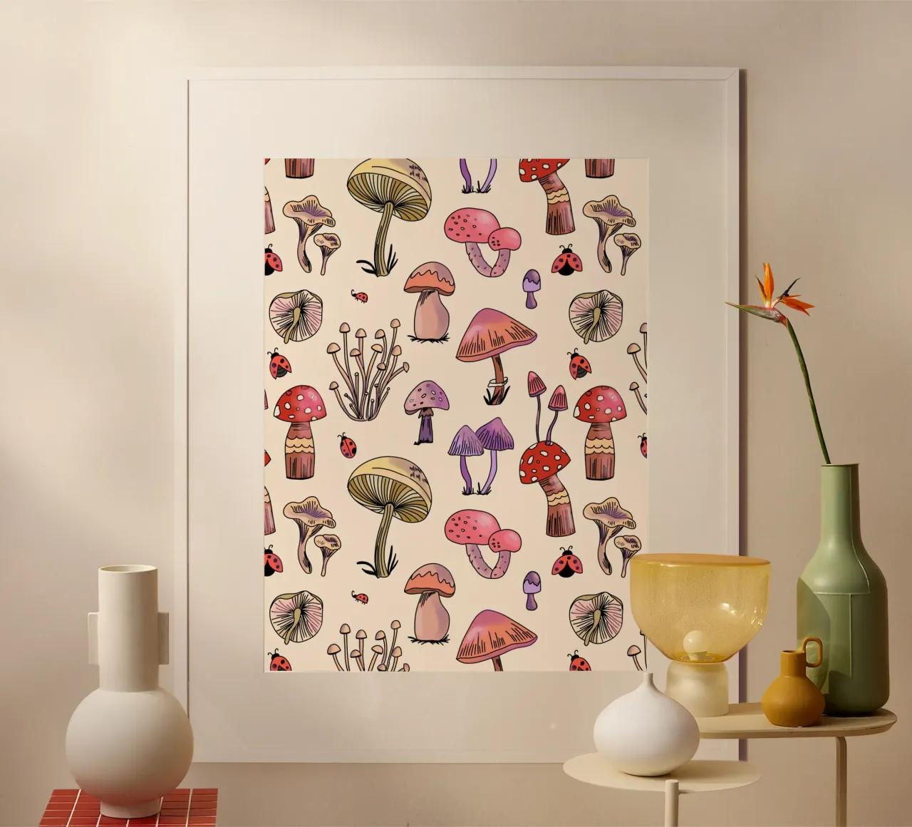 Cute Mushrooms Pattern poster da anisillustration
