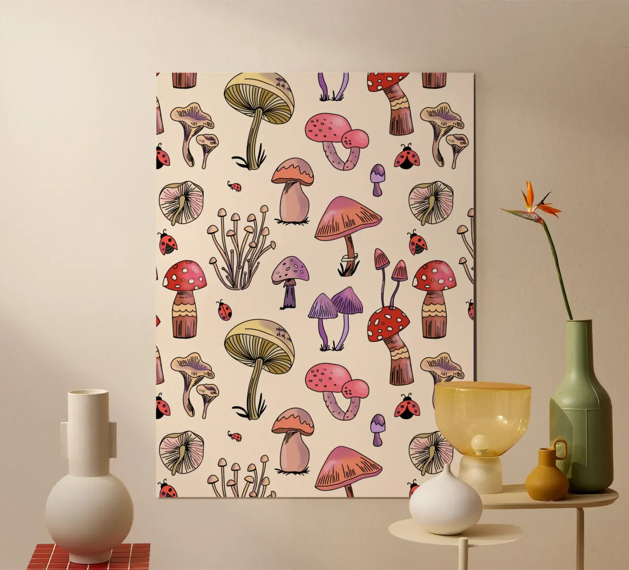 Cute Mushrooms Pattern poster da anisillustration