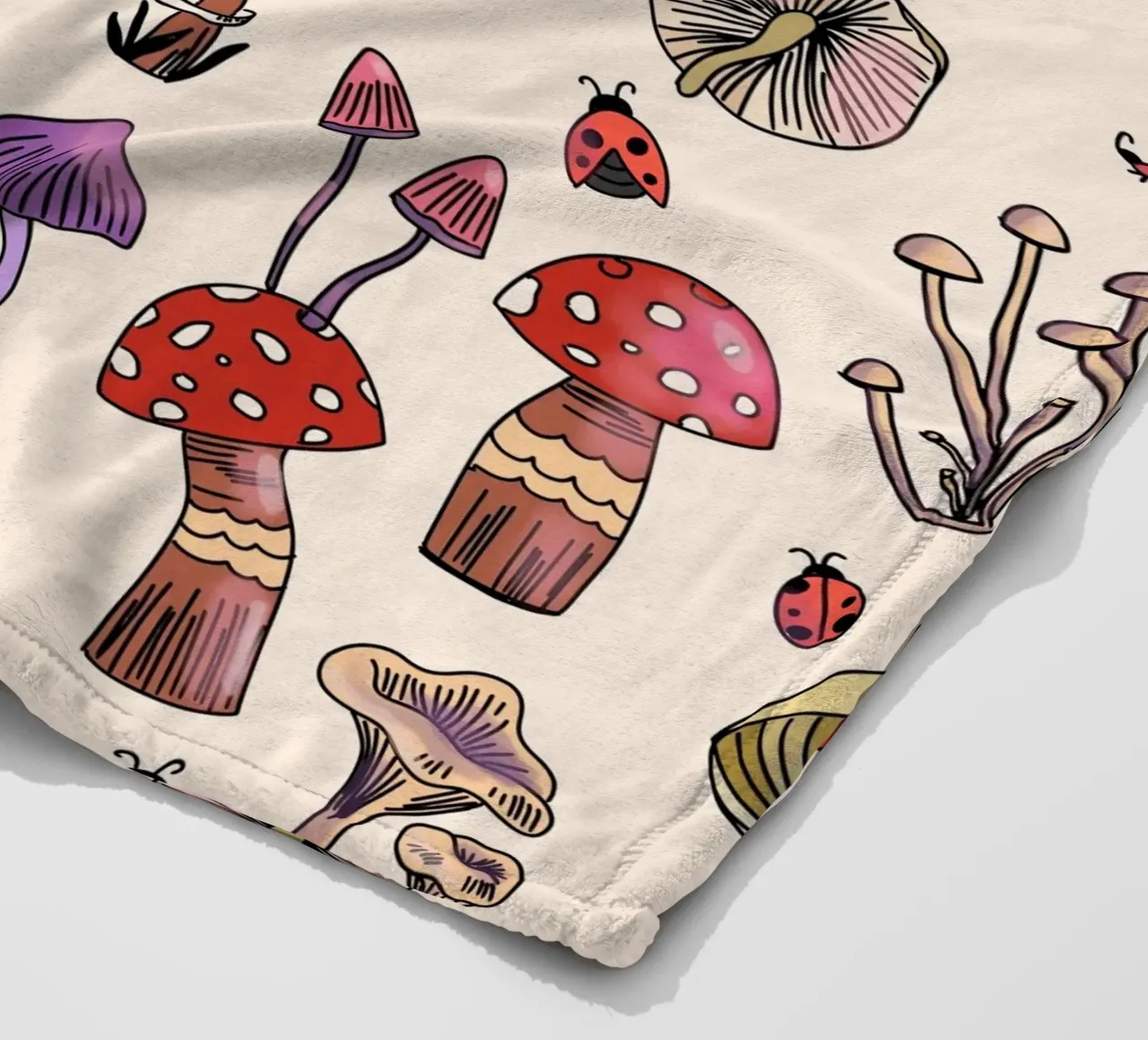 Cute Mushrooms Pattern coperta in pile da anisillustration