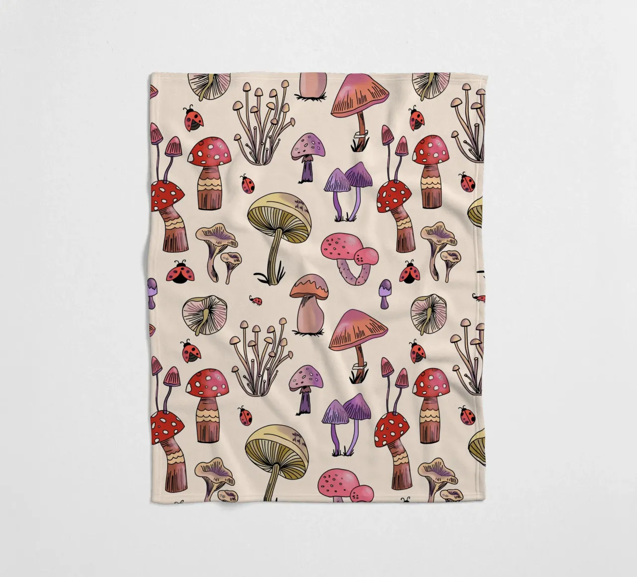 Cute Mushrooms Pattern coperta in pile da anisillustration