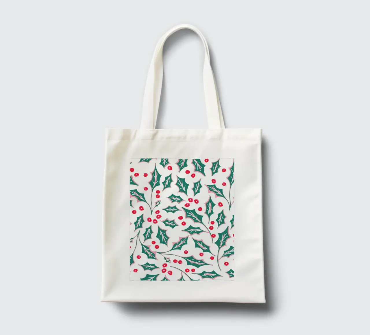 Holly Christmas Leaves Pattern tote bag by anisillustration