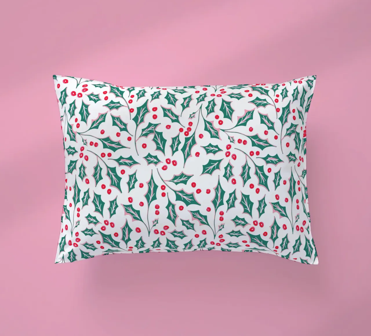 Holly Christmas Leaves Pattern cuscino da anisillustration