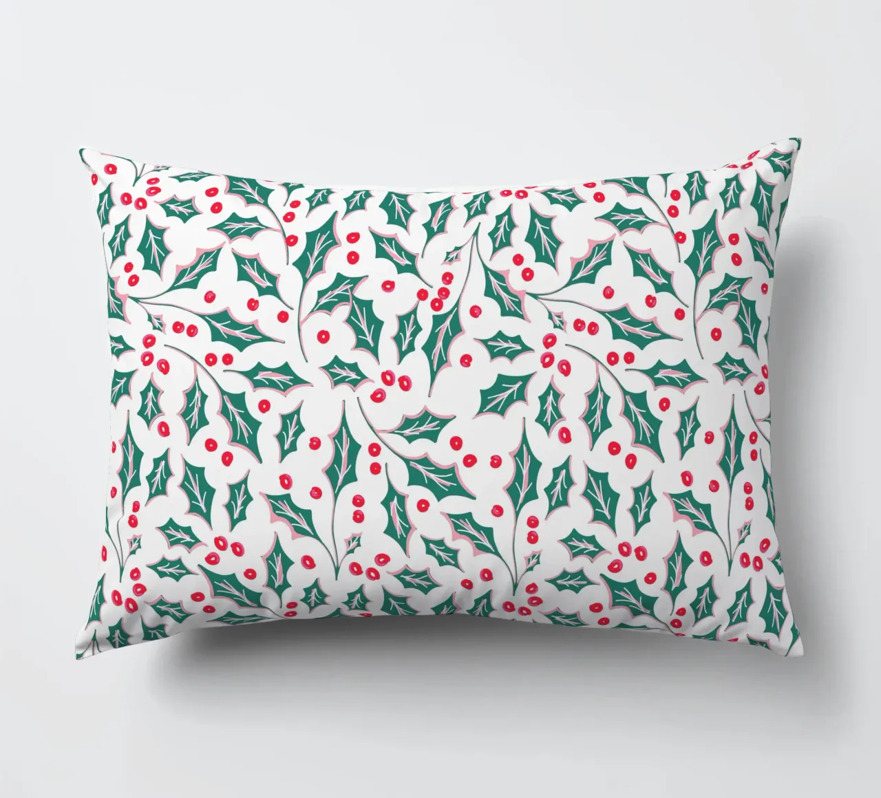 Holly Christmas Leaves Pattern cuscino da anisillustration