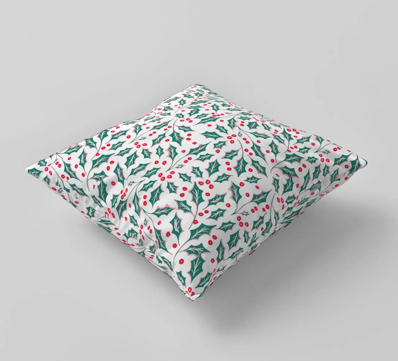 Holly Christmas Leaves Pattern cuscino da anisillustration