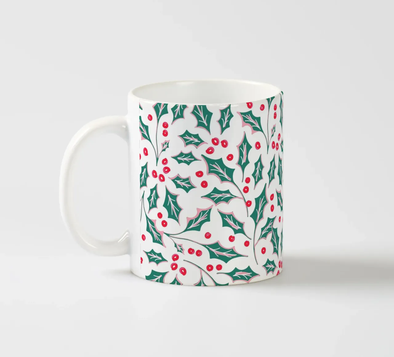 Holly Christmas Leaves Pattern tazza in ceramica da anisillustration