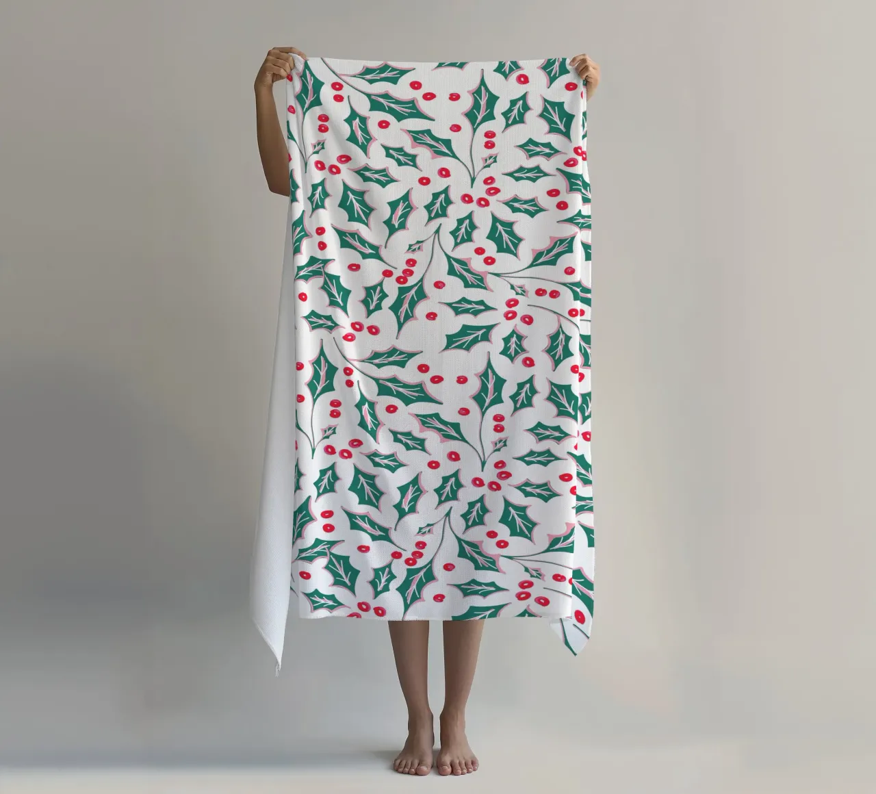 Holly Christmas Leaves Pattern telo mare da anisillustration