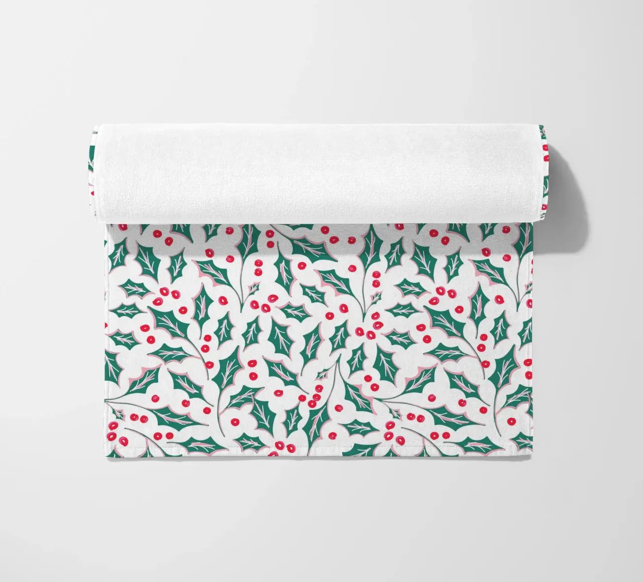 Holly Christmas Leaves Pattern telo mare da anisillustration