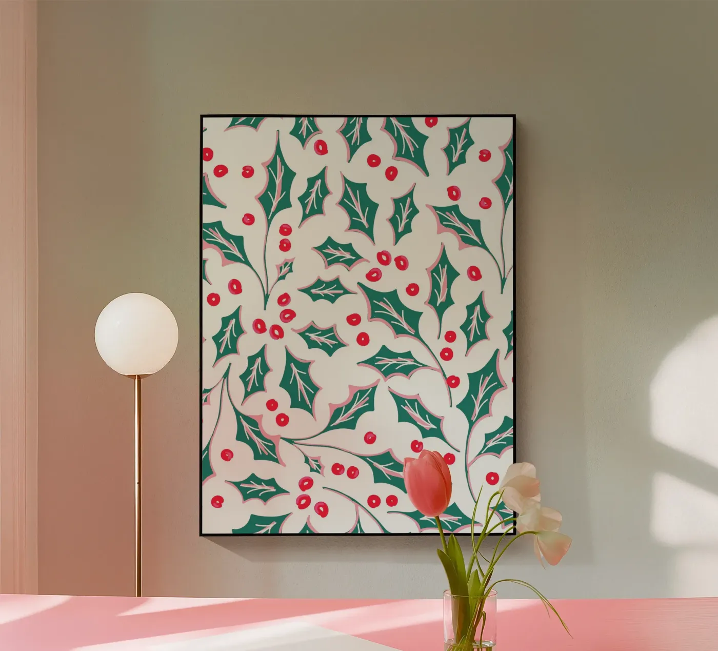Holly Christmas Leaves Pattern plexiglass da anisillustration