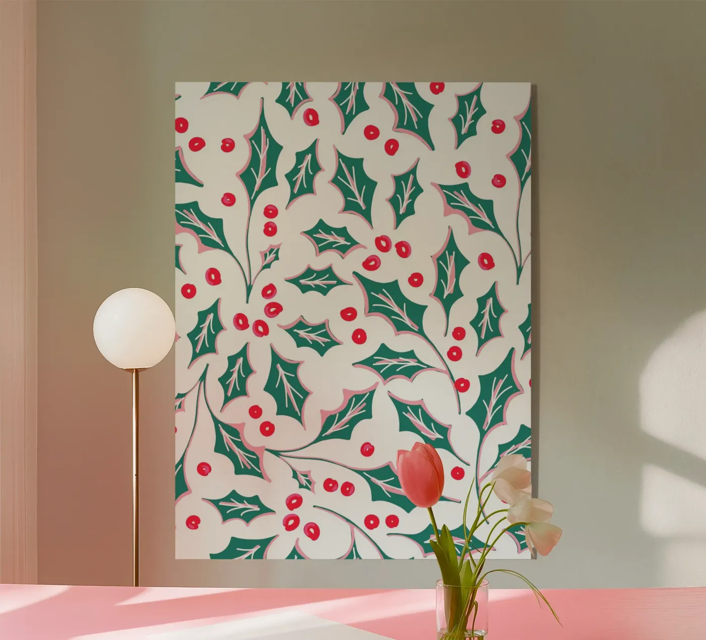 Holly Christmas Leaves Pattern plexiglass da anisillustration