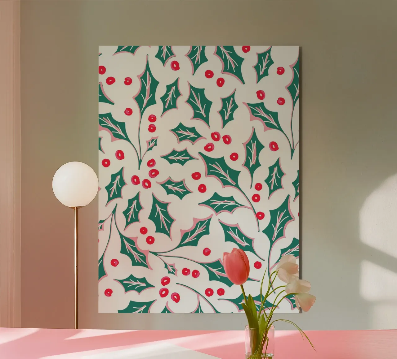 Holly Christmas Leaves Pattern forex plate by anisillustration