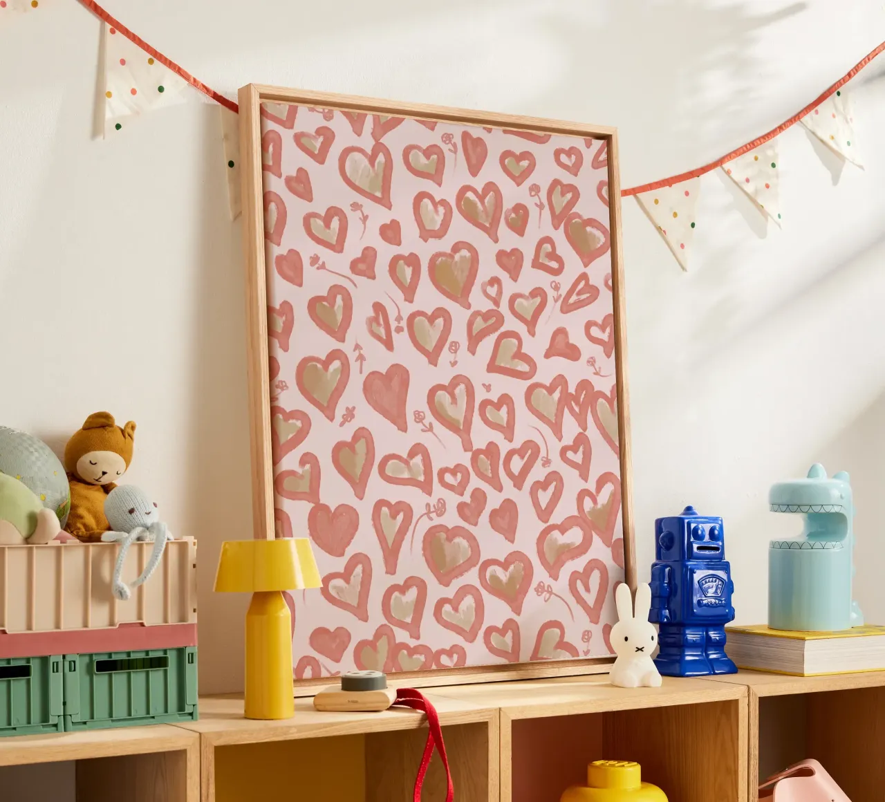 Lazy Love Hearts tela con Cornice a cassetta da anisillustration