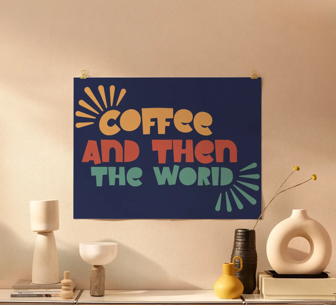 Koffie en dan de wereld poster van Gunawan Rb