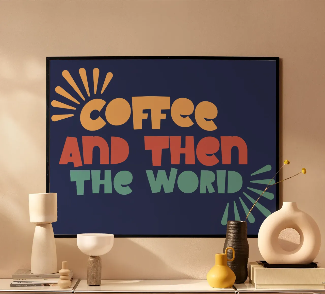 Koffie en dan de wereld poster van Gunawan Rb
