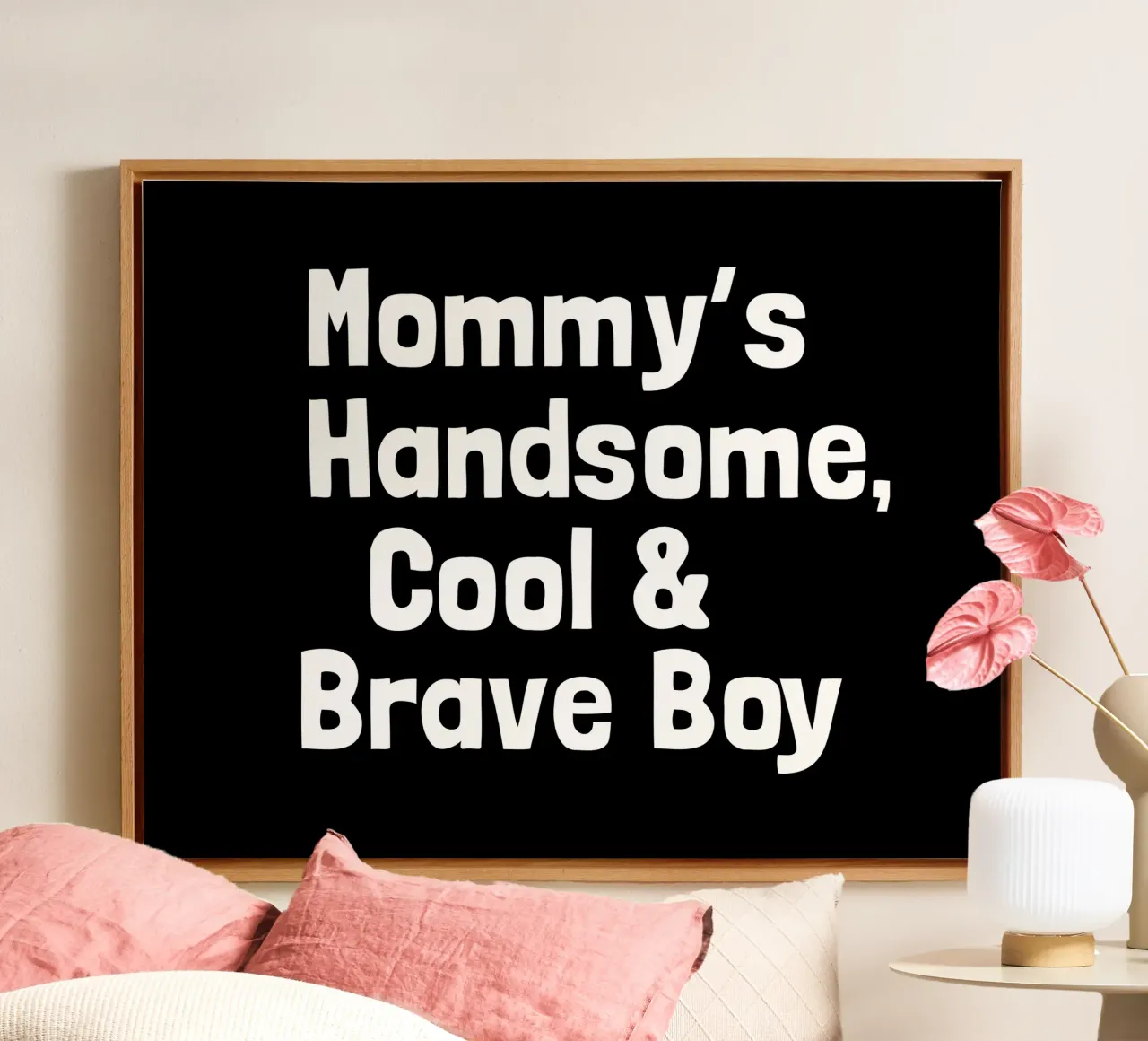 Mommy's handsome, cool and brave boy canvas met Baklijst van happieeagle
