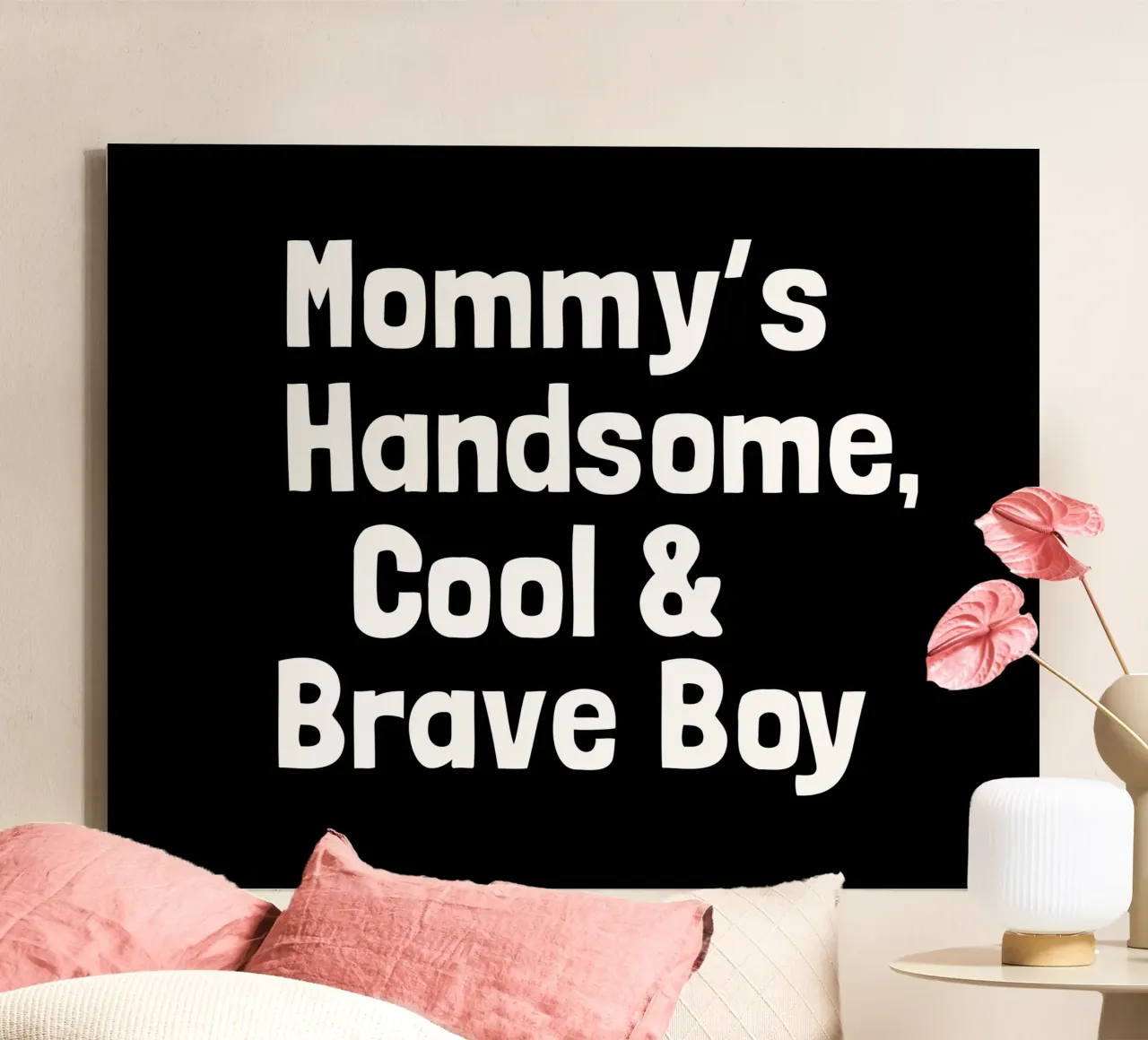 Mommy's handsome, cool and brave boy canvas met Baklijst van happieeagle