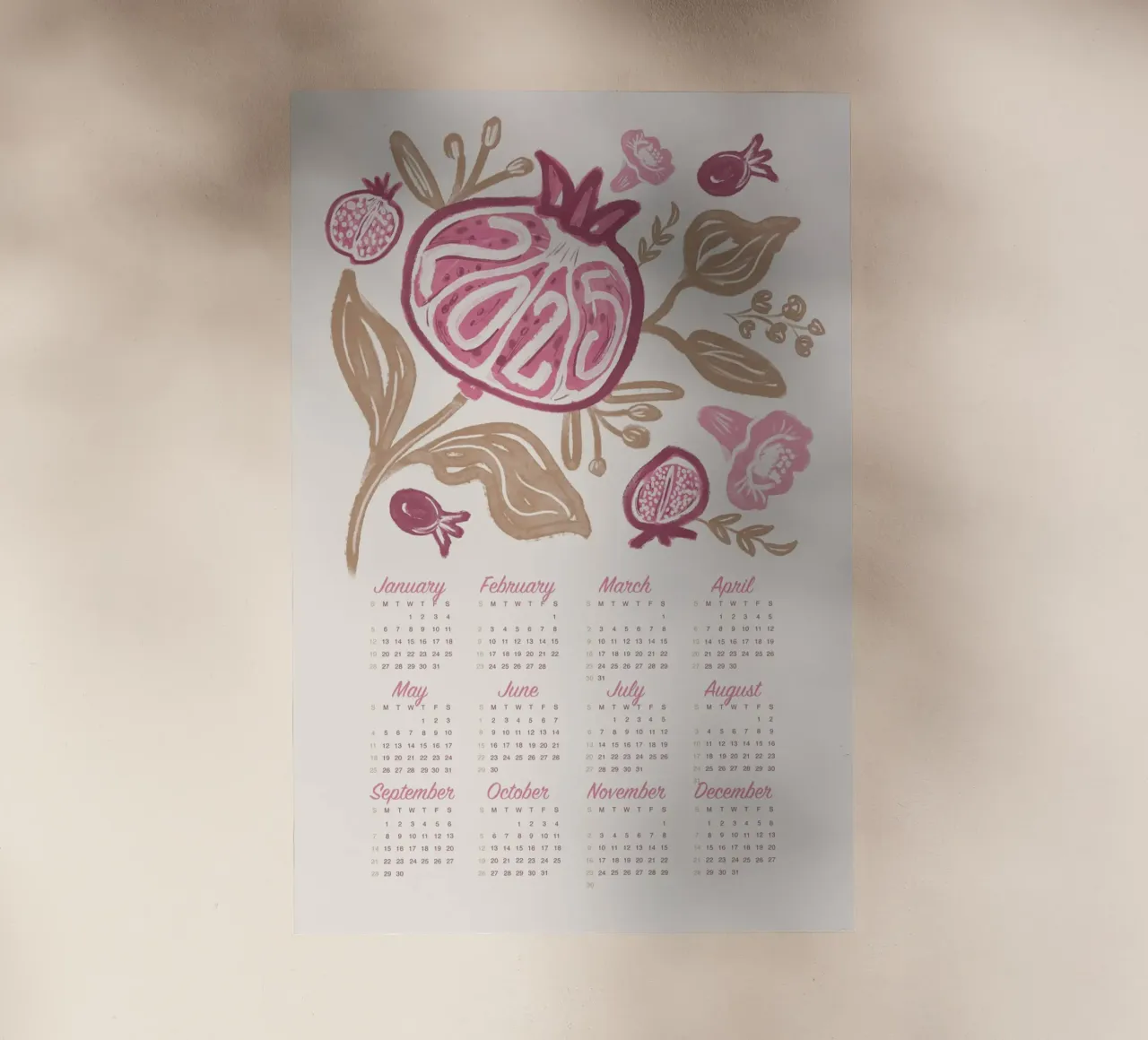 2025 New Year Calendar pellicola backlit da anisillustration