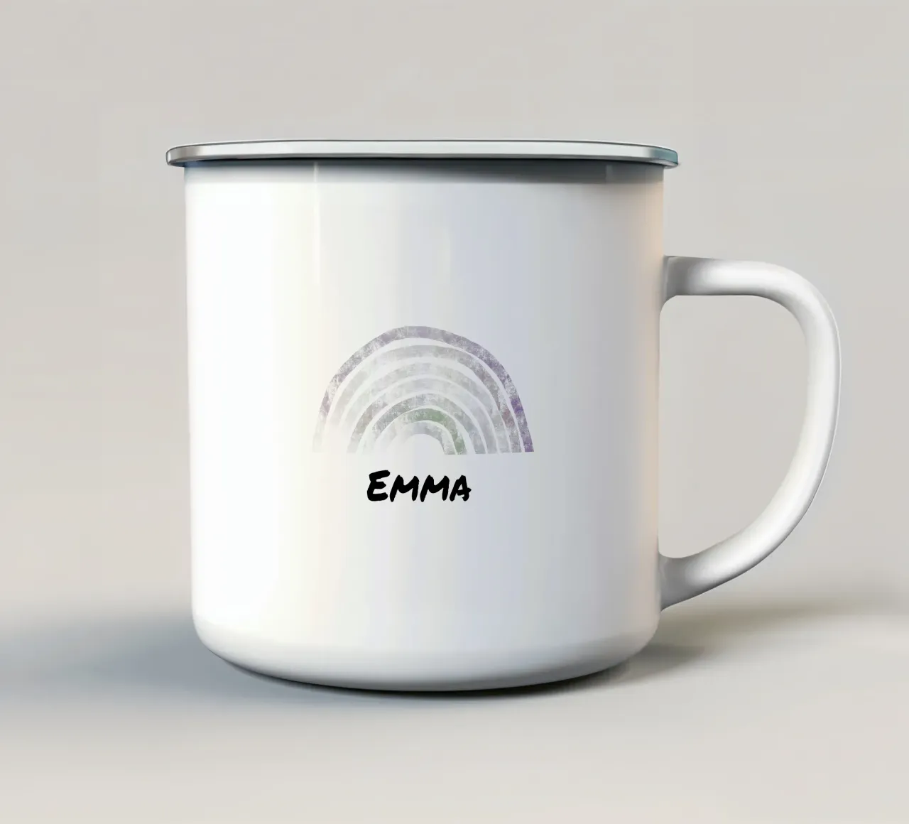 Rainbow with Name Emaille Tasse von Magnific