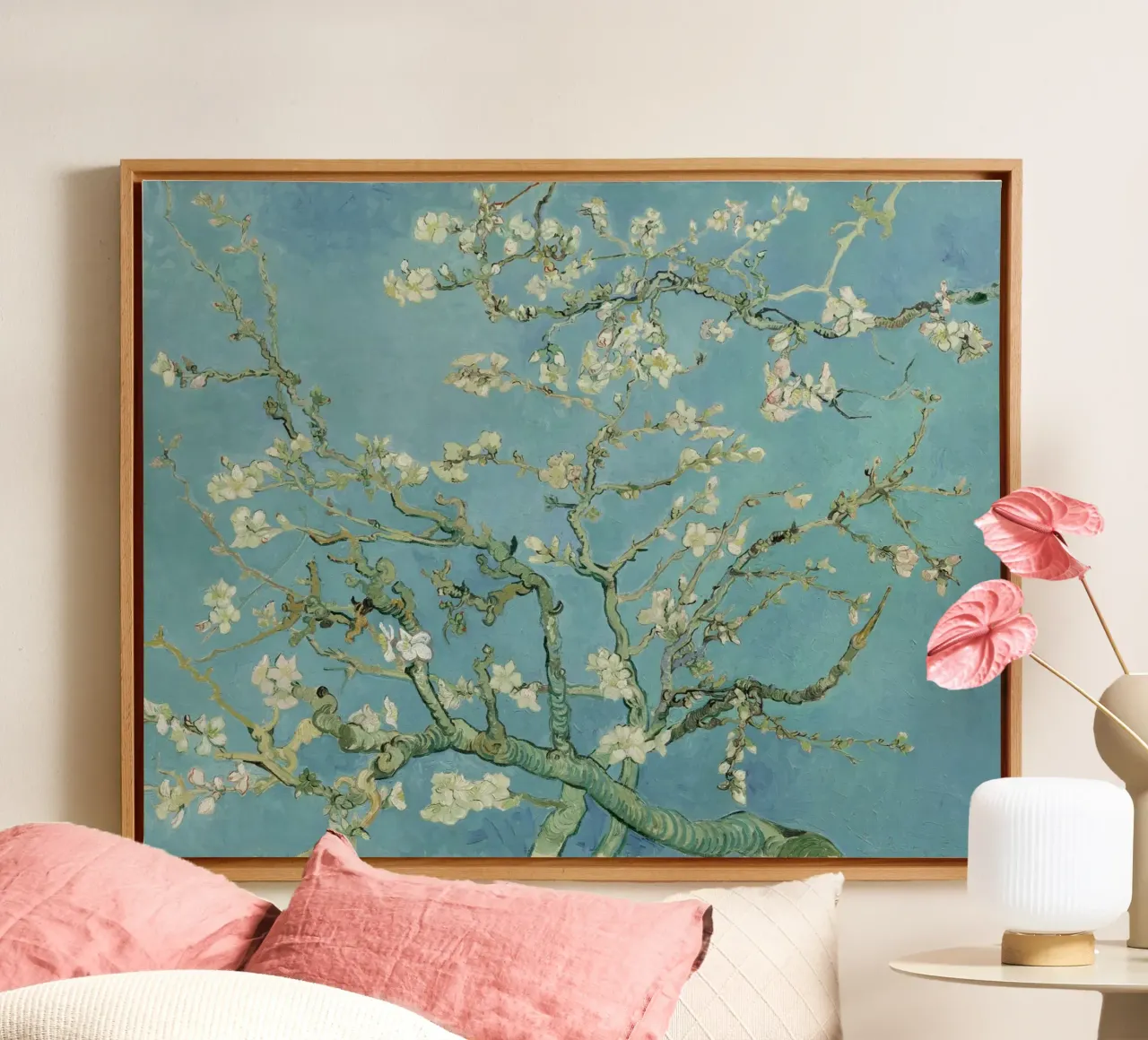 Vincent van Gogh - Rami con mandorlo in fiore tela con Cornice a cassetta da William Store
