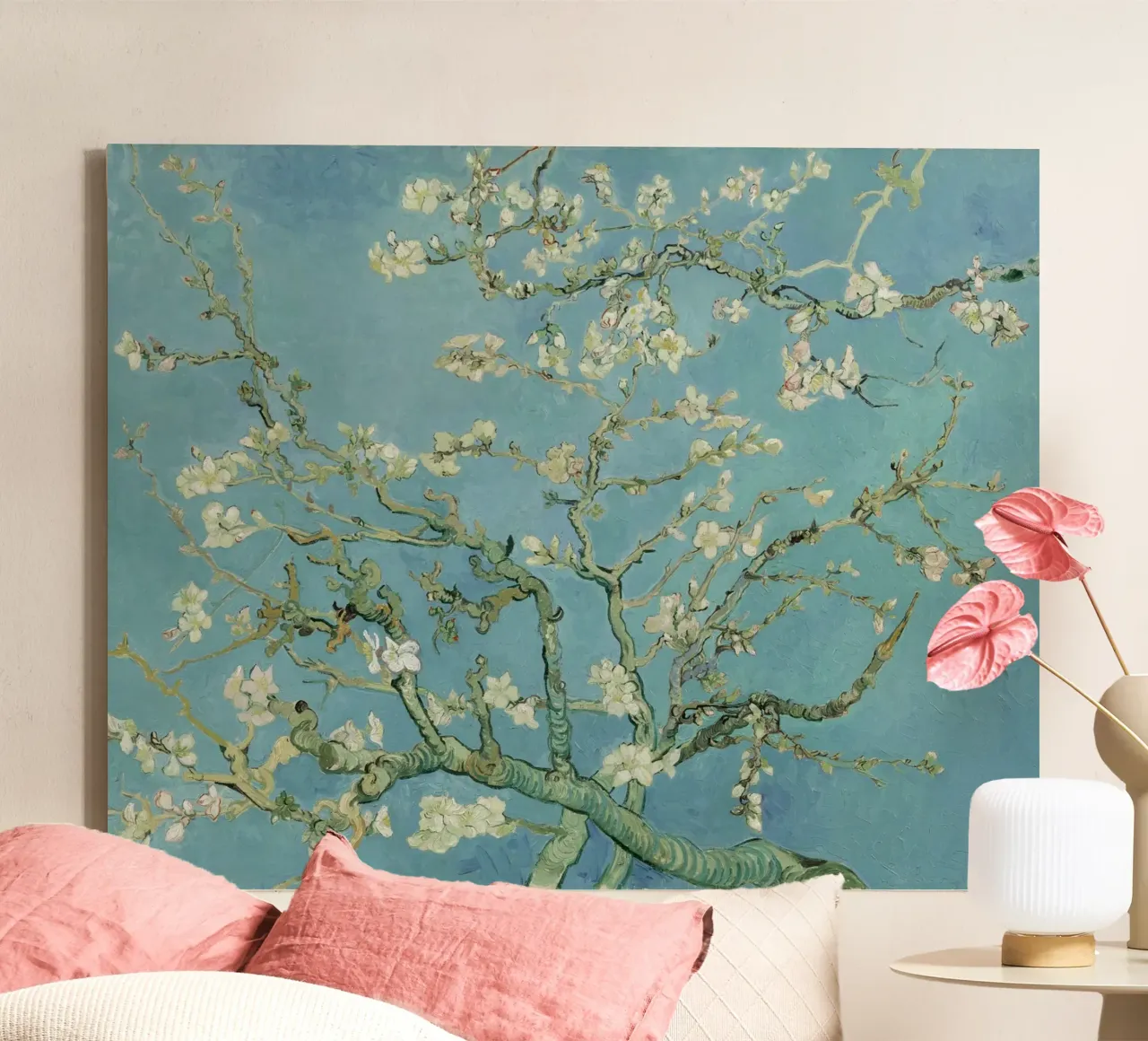 Vincent van Gogh - Rami con mandorlo in fiore tela con Cornice a cassetta da William Store