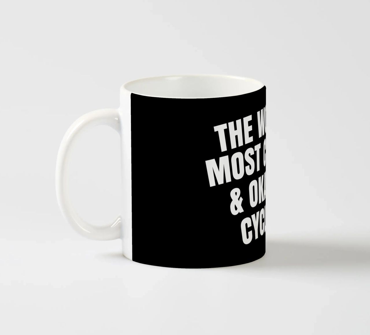 The world's most coolest and okayest cyclist tazza in ceramica da happieeagle