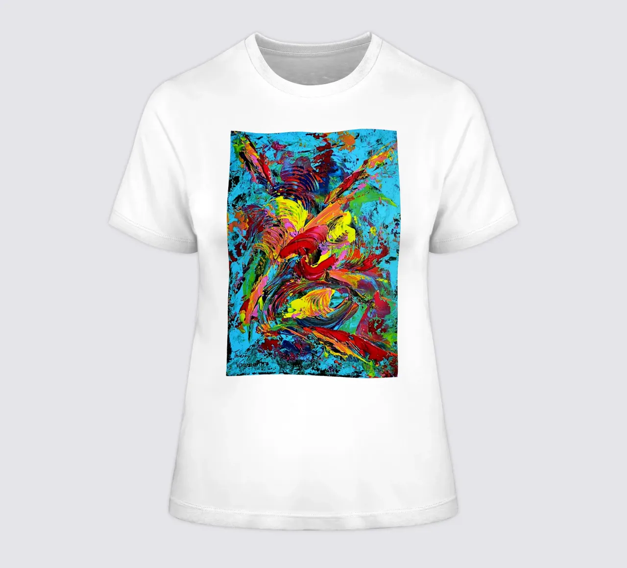 IDEAL GIFT 80 dames t-shirt getailleerd van Thierry Vobmann Abstract painting