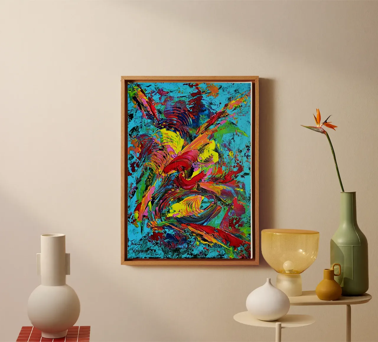 IDEAL GIFT 80 canvas met Baklijst van Thierry Vobmann Abstract painting